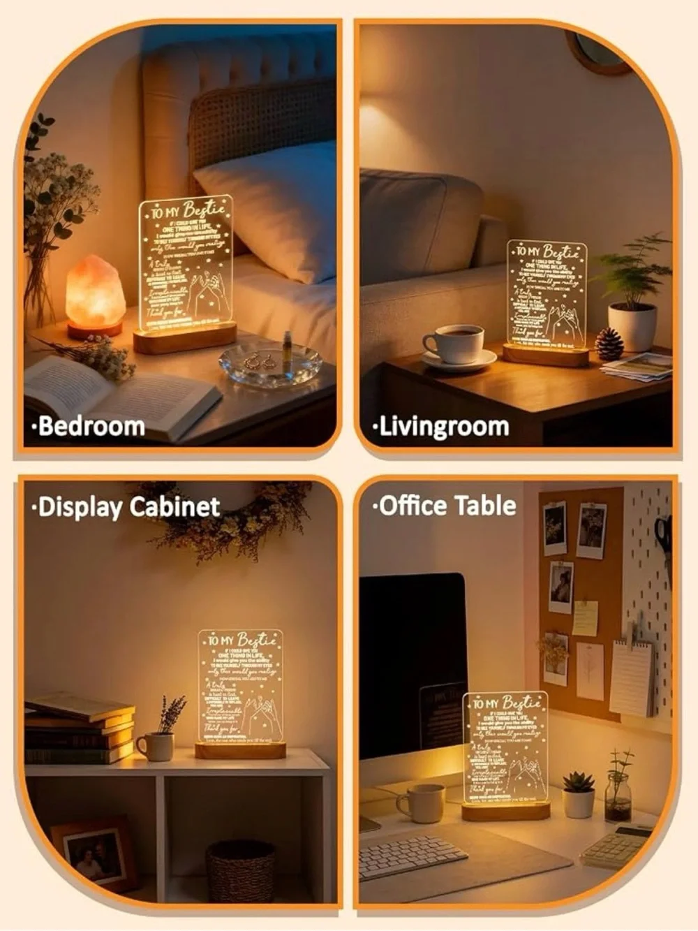 Bestie Friendship Acrylic LED Night Light - Clear - Picture 2 of 4